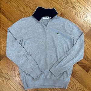 Lacoste Gray Zip Up Sweater Classic Style